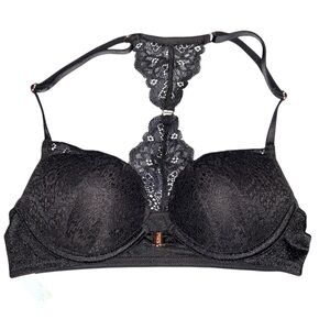 PINK Victoria's Secret Black Lace Racerback Bra